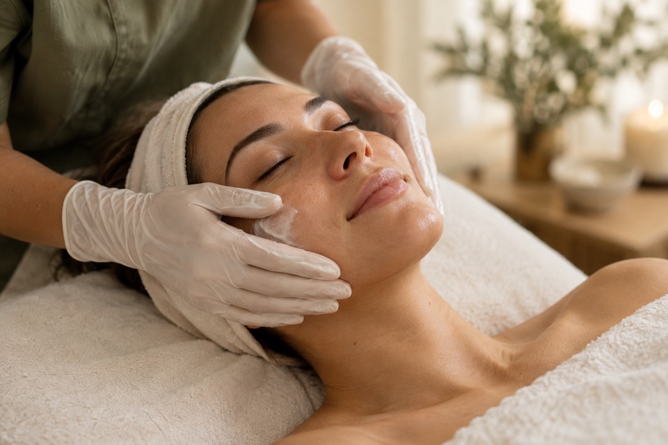 A peaceful moment of facial care